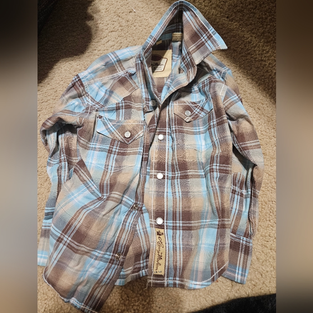 Boys pearl snap button down shirt!